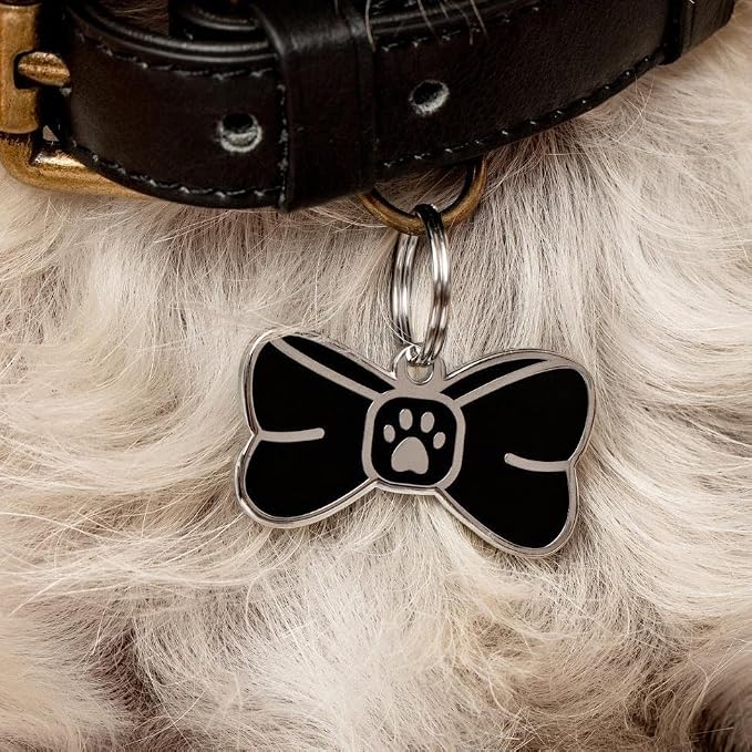 Two Tails Bowtie Pet ID Tag, Personalized Dog Name Tag - Image 3