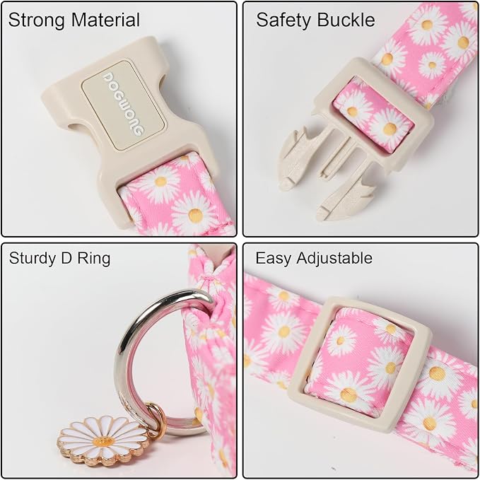 DOGWONG Flower Dog Collar-Daisy Flower Print Girl Dog Collar - Image 3
