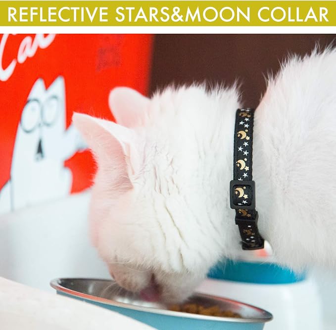 Cat Collar Stars and Moon, Reflective - Image 2