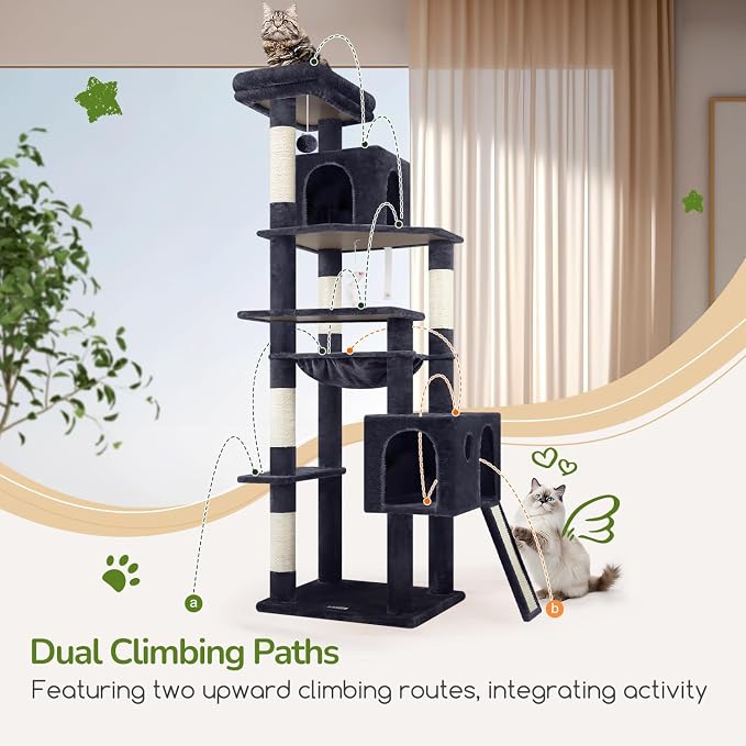 Globlazer Heavy Duty Cat Tree, 70 inch Sturdy Cat Tree - Image 5