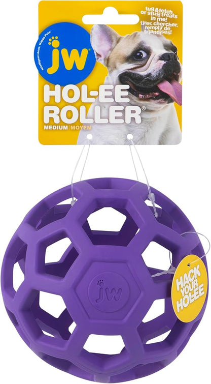 JW Pet Hol-ee Roller Dog Toy Puzzle Ball, Natural Rubber, Colors May Vary by JWPet
