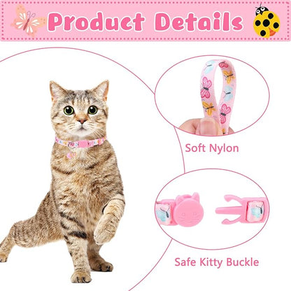 Breakaway Cat Collars with Bell & Cute Pendants, 3 Pack Safety Buckle Kitten - Image 4