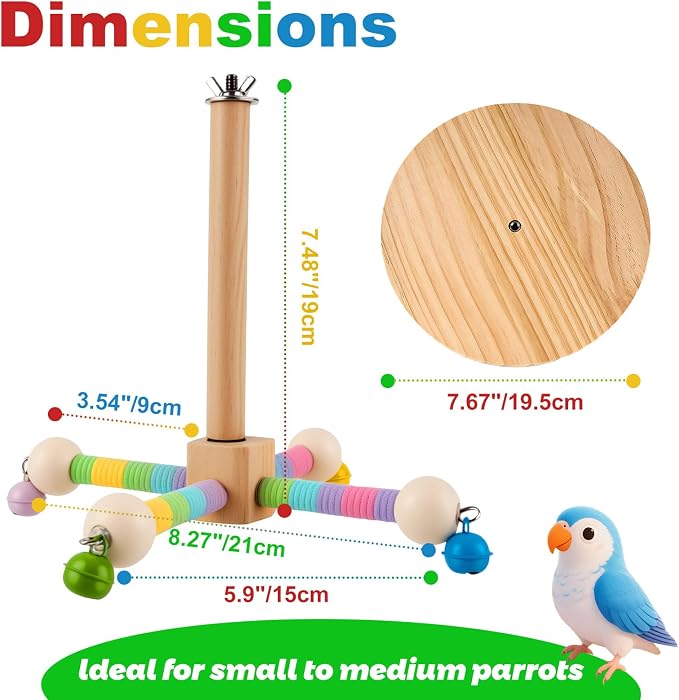 Bird Perch Toy, 360°Interactive Rotating Bird Perches - Image 5