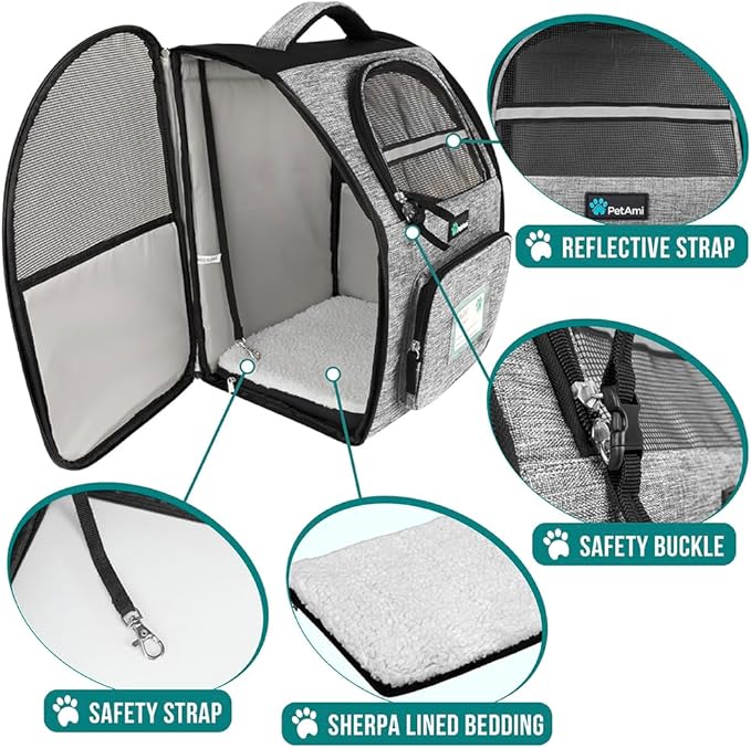 PetAmi Dog Backpack Carrier for Small Large Cat, Ventilated Pet Hiking Backpack - Image 4