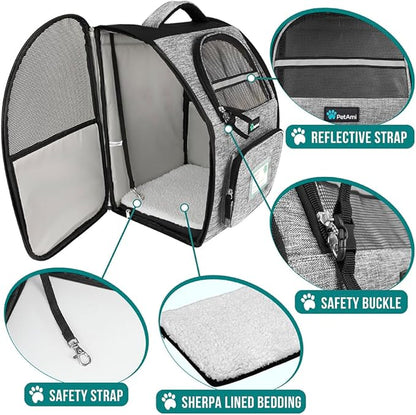 PetAmi Dog Backpack Carrier for Small Large Cat, Ventilated Pet Hiking Backpack - Image 4