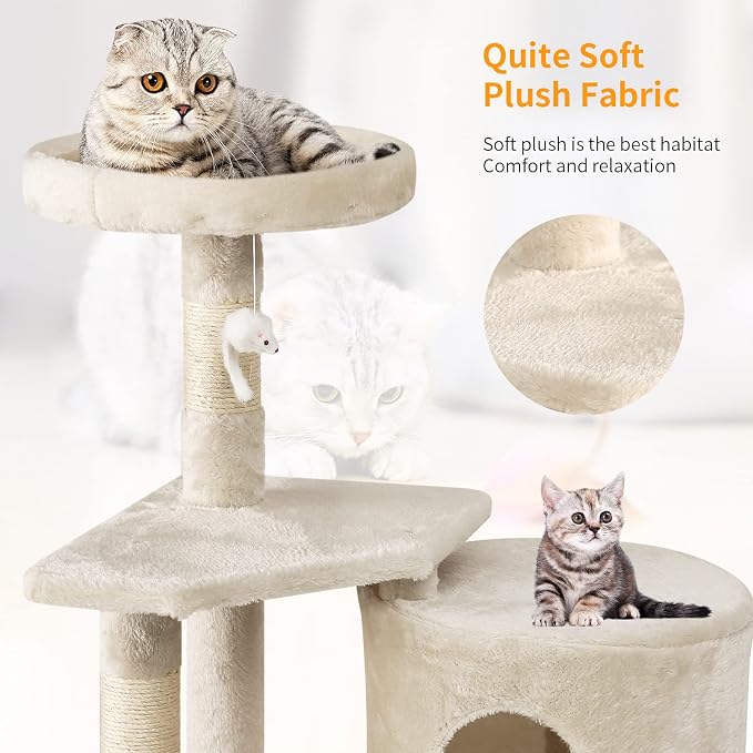 BestPet | 36" Cat Tree Tower | Beige | Sturdy Multi-Level Cat Tree - Image 6