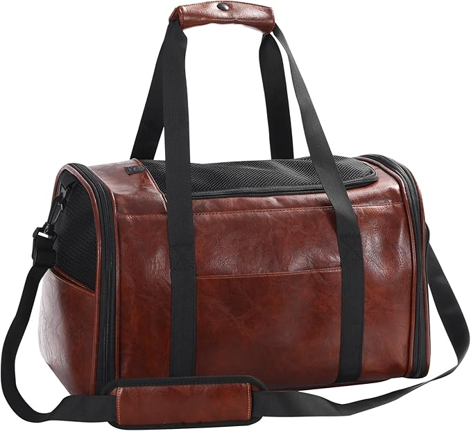 Fashion Leather Dog Carrier Cat Carrier Airline Approved Pet Carrier by StylishConfidentElegant