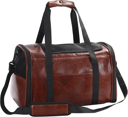 Fashion Leather Dog Carrier Cat Carrier Airline Approved Pet Carrier by StylishConfidentElegant