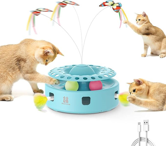 Potaroma Cat Toys 3-in-1 Automatic Interactive Kitten Toy, Fluttering Butterfly by Potaroma