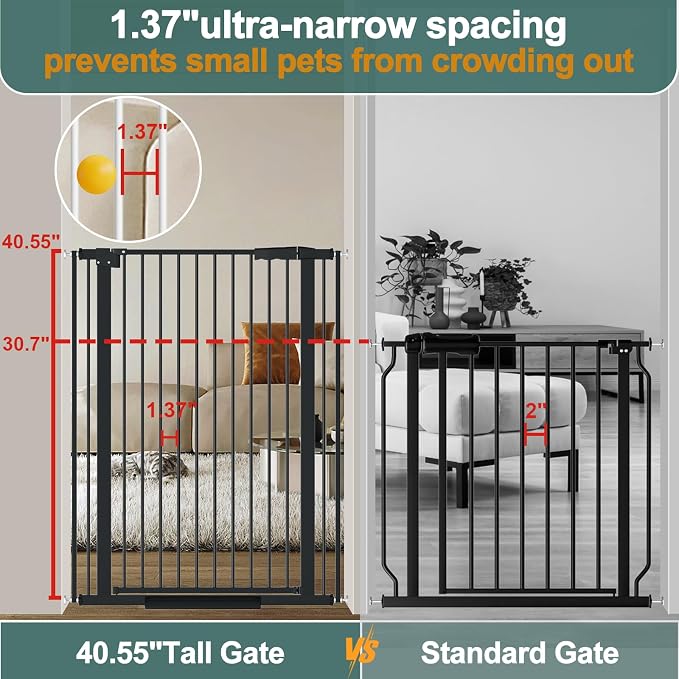 40.55" Tall, 30.11-34.05 Inch Wide, 1.37" Ultra Narrow Spacing Dog Pet Baby - Image 2