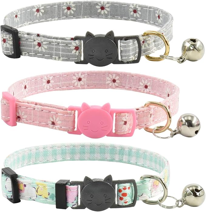Breakaway Cat Collars with Bell, Durable & Safe Cute Kitten Collars Safety by XPangle