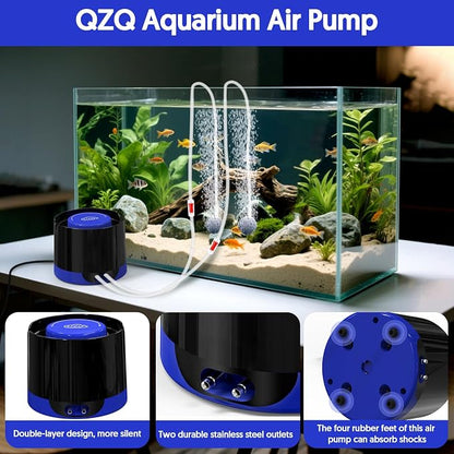 QZQ Aquarium Air Pump, Quiet Fish Tank Air Pump - Image 2