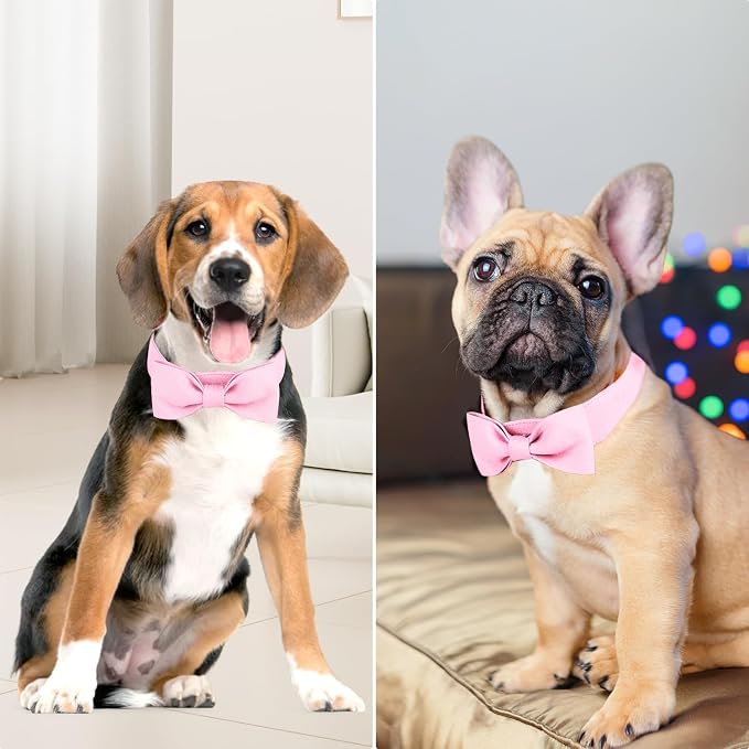 Segarty Dog Bow Tie Collar, Adjustable Pink Bowtie - Image 4