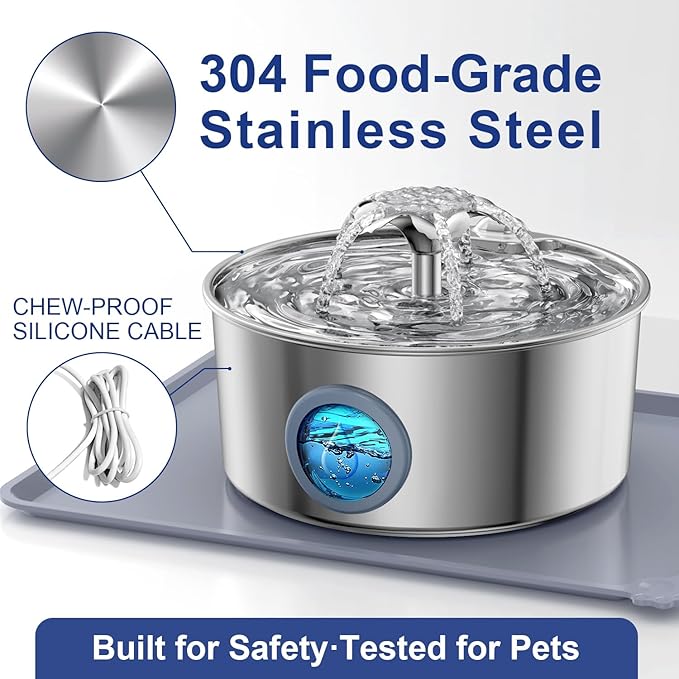 LucidShine 108oz/3.2L Stainless Steel Cat Water Fountain - Image 7