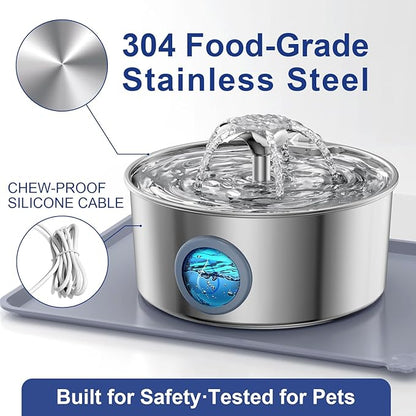 LucidShine 108oz/3.2L Stainless Steel Cat Water Fountain - Image 7