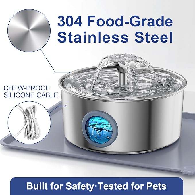LucidShine 108oz/3.2L Stainless Steel Cat Water Fountain - Image 7