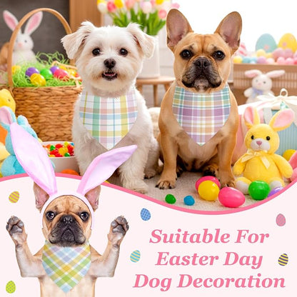 Abbylike 50 Pcs Easter Plaid Dog Bandanas Bulk Pastel Plaid Bandanas - Image 6