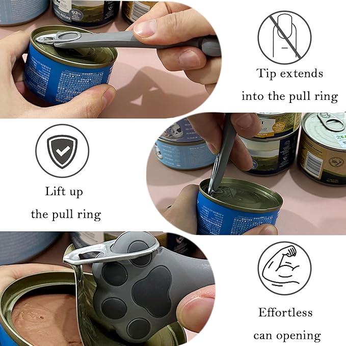 3 Pcs Cat Food Can Covers & One Can Opener | Cute Paw Shape Lids and Opener - Image 2