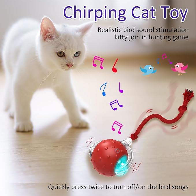 Interactive Cat Toys Ball for Indoor Cats Fast Rolling on Carpet, Chirping & - Image 5