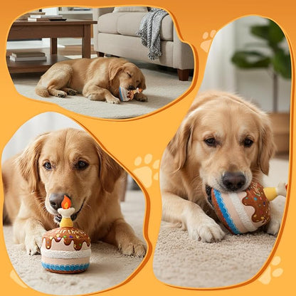 Dog Birthday Cake Toy, Interactive Crinkle Chew Toy - Image 5