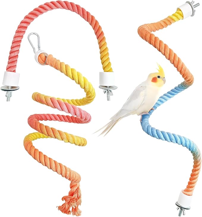 BNOSDM 3 Pcs Rope Perches for Bird Cages Gradient Sunset Color Bendable by BNOSDM