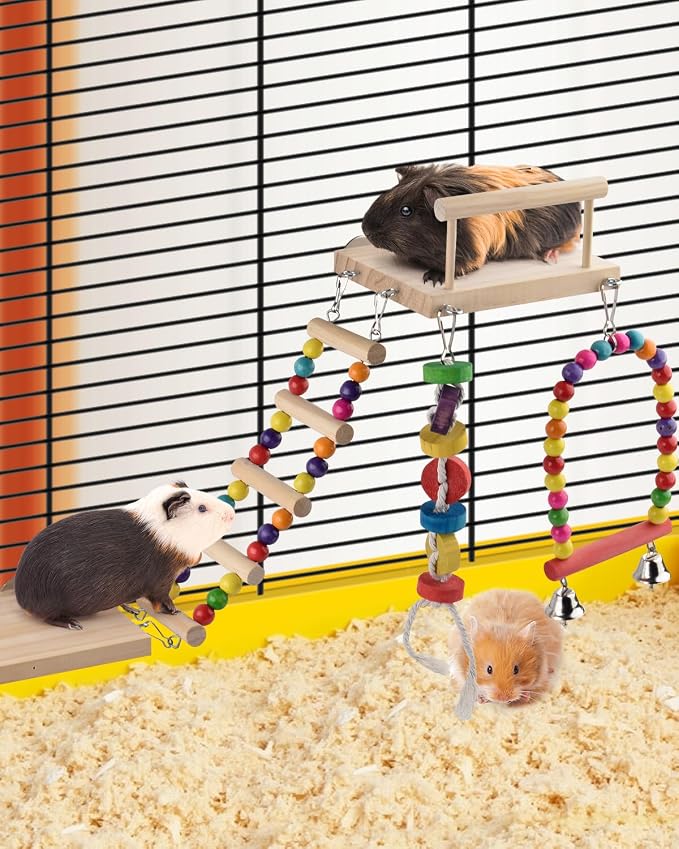 5in1 Bird Parakeet Toys, Detachable Birdie Perches Platform Swing - Image 6