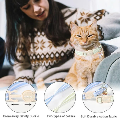 ARING PET 2 Pack Cat Collar-Cute Cotton Cat Collar Breakaway - Image 2