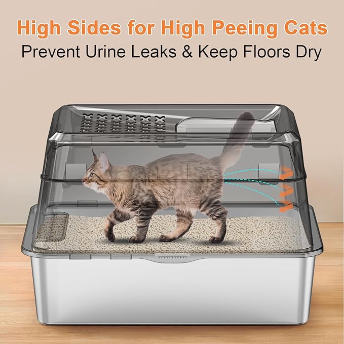 URPOWER Stainless Steel Cat Litter Box - Image 2