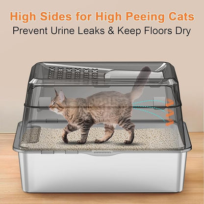 URPOWER Stainless Steel Cat Litter Box - Image 2