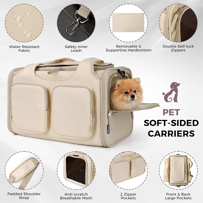 Dog, Cat Carrier for Pets Up to 15 Lbs, Airline Approved Collapsible Soft-Sided - Image 5
