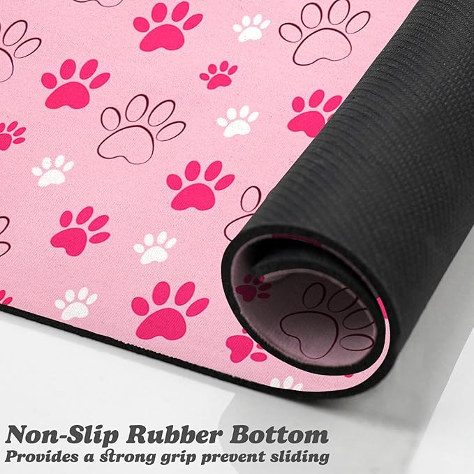 Dog Food Mat, Absorbent Water Bowl Mats Cat Pet Feeding Placemats Pink 12 * 20 - Image 3