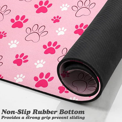 Dog Food Mat, Absorbent Water Bowl Mats Cat Pet Feeding Placemats Pink 17 * 30 - Image 3