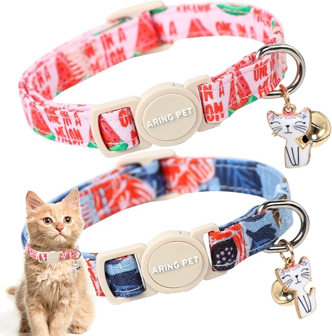 ARING PET 2 Pack Cat Collar-Cute Cotton Cat Collar by ARINGPET