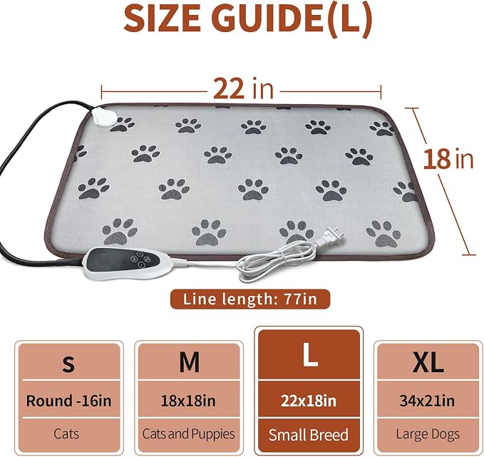Pet Heating Pad 22x18 in with Smart Thermostat Switch and Power Line Protection - Image 2