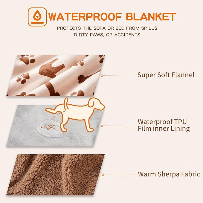Waterproof Dog Blankets Pet Blanket, Soft Fluffy Sofa Car Bed Protector - Image 3
