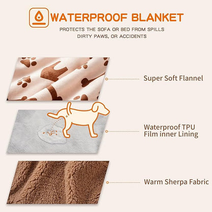 Waterproof Dog Blankets Pet Blanket 60"x80", Soft Fluffy Sofa Car Bed Protector - Image 3