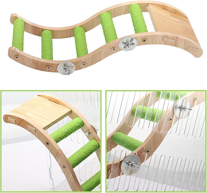 Bird Ladder Bridge, Wooden Pet Parrot Hamster Climbing Ladder Toys, Pet Bird - Image 5