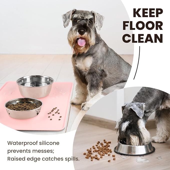 VIVAGLORY Dog Food Mat Flexmat Dog Bowl Mat, Placemat Food Tray - Image 2