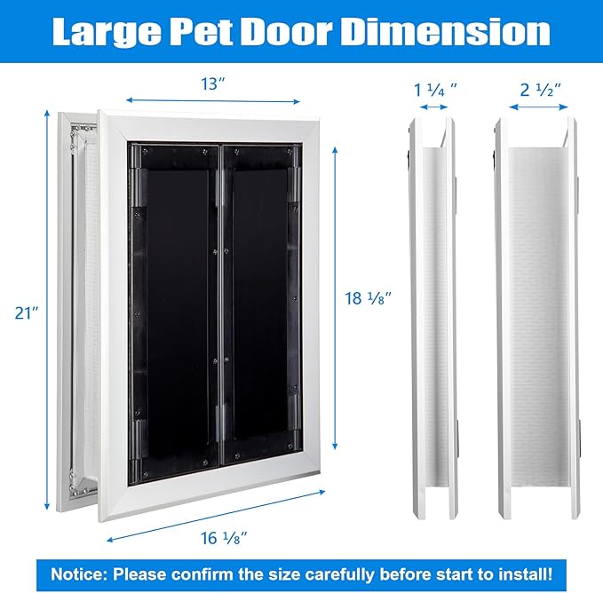 Aluminum Pet Door with Panels, Durable Dog Door with Automatic Closing Magnetic - Image 2
