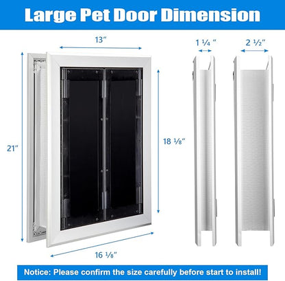 Aluminum Pet Door with Panels, Durable Dog Door with Automatic Closing Magnetic - Image 2