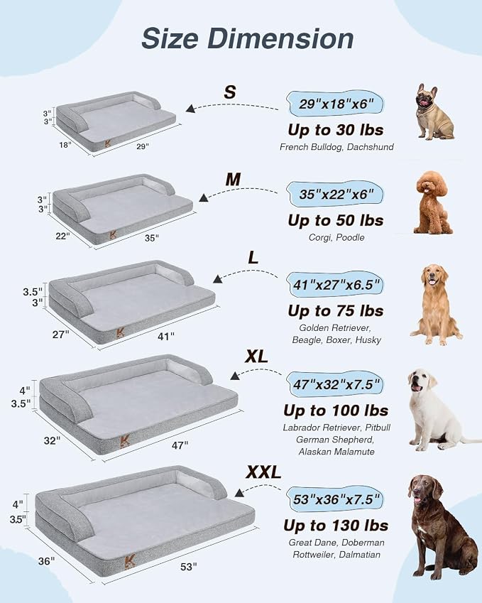 KSIIA Washable Dog Bed XL Senior Dog, Orthopedic Warm Soft Pet Sofa Waterproof - Image 7