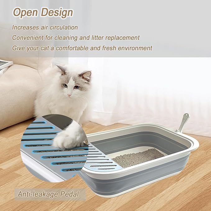 Collapsible Kitten Litter Box, 17.7 x 13.4 x 5 inch Open Cat Potty Pan - Image 6