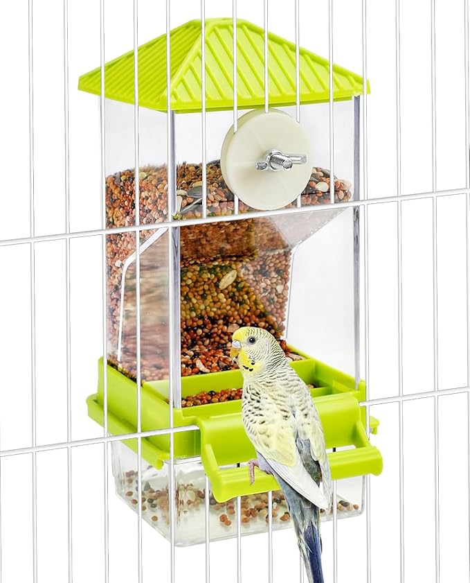 Hamiledyi Automatic Bird Feeder No Mess Bird Cage Feeder Seed Food Container by Hamiledyi