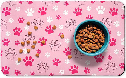 Dog Food Mat, Absorbent Water Bowl Mats Cat Pet Feeding Placemats Pink 16 * 24 by Zoeeya