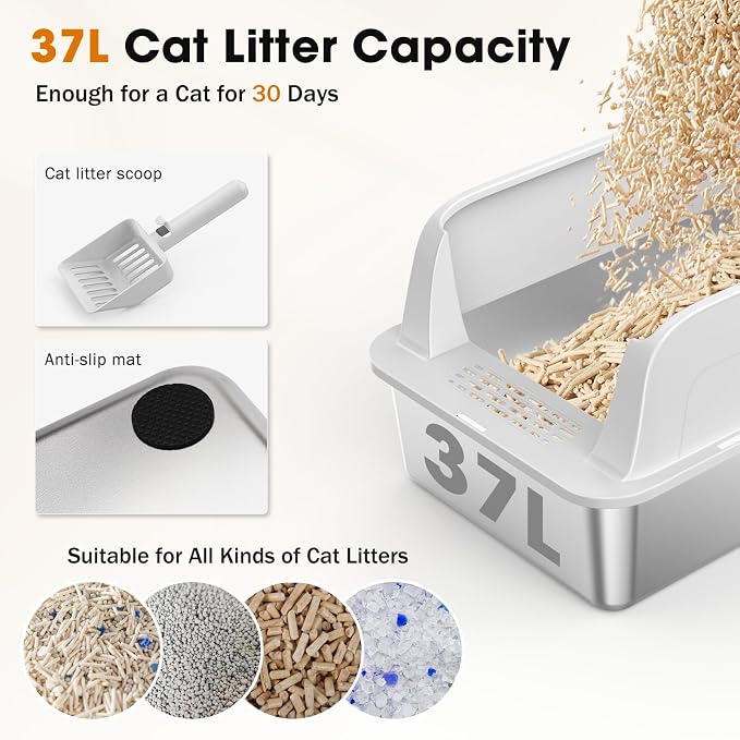 2PACK Stainless Steel Litter Box, Extra Large Litter Boxes - Image 7