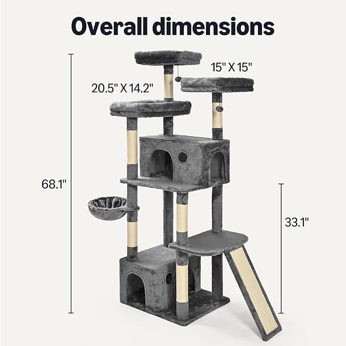 Amazon Basics Large Cat Tree Tower, 68 Inches - Image 4