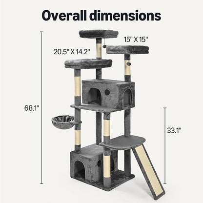 Amazon Basics Large Cat Tree Tower, 68 Inches - Image 4