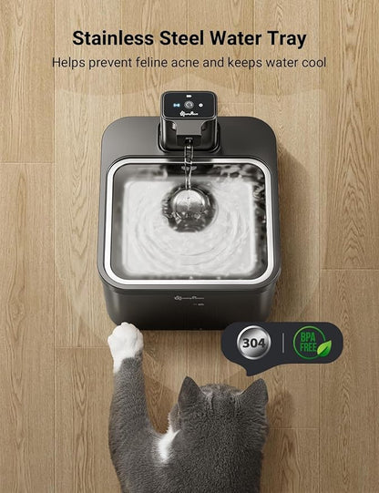 DownyPaws Cat Water Fountain Stainless Steel Cordless, 84oz/2.5L Fursink - Image 5