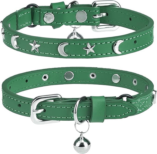 Leather Cat Collars for Boy Girl Cats by DILLYBUD