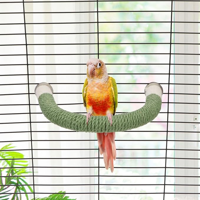 Hypeety Bird Perches Parrot U Shape Natural Wood Hemp Rope Stand Perch Bird - Image 6
